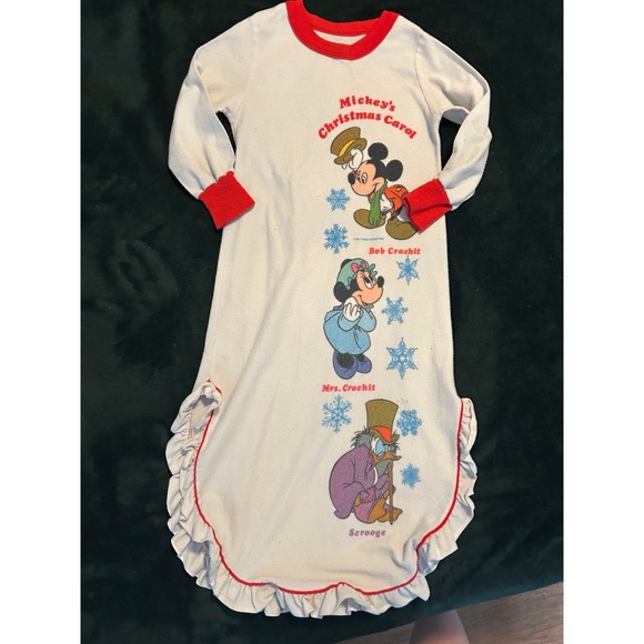 Vintage Mickey's Christmas Carol Kids Felt Nightgown - Picture 1 of 6